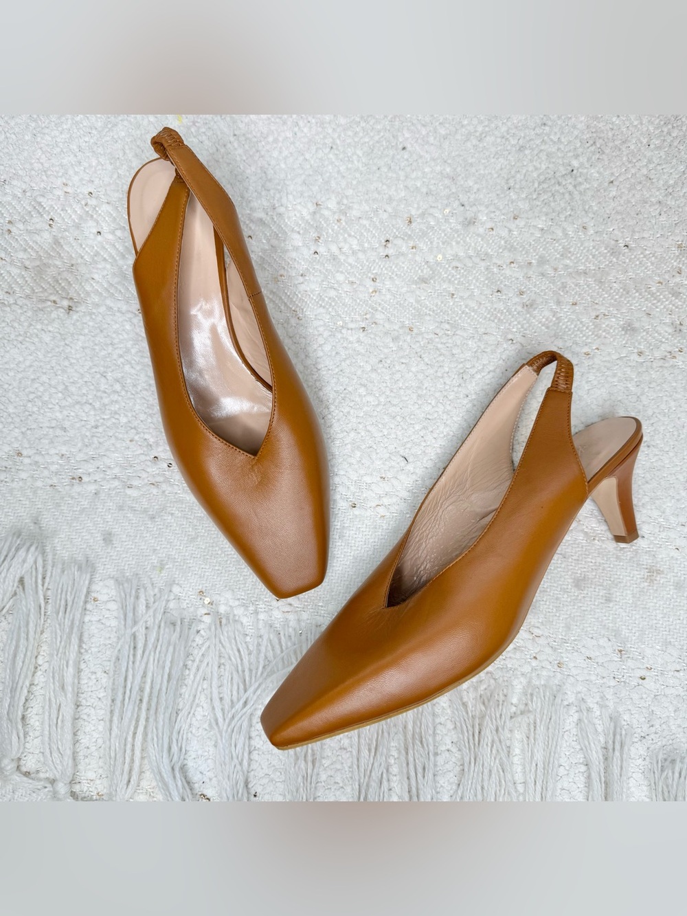 Kachorovska heels light brown leather slingback dress shoes size 8